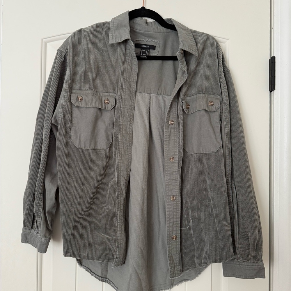 Sage green corduroy button up shirt